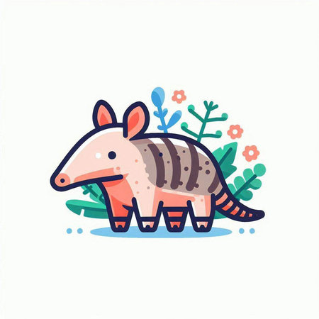 Cute cartoon armadillo. Vector illustration in flat style.のイラスト素材