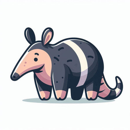 Cute cartoon Anteater on white background. Vector illustration.のイラスト素材