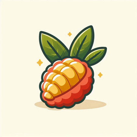 Raspberry fruit icon. Vector illustration in flat style. Isolated on white background.のイラスト素材