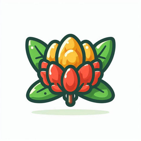 Rhododendron flower vector icon isolated on white background.のイラスト素材