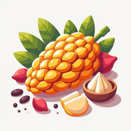 Pineapple fruit vector illustration. Isolated on white background.のイラスト素材