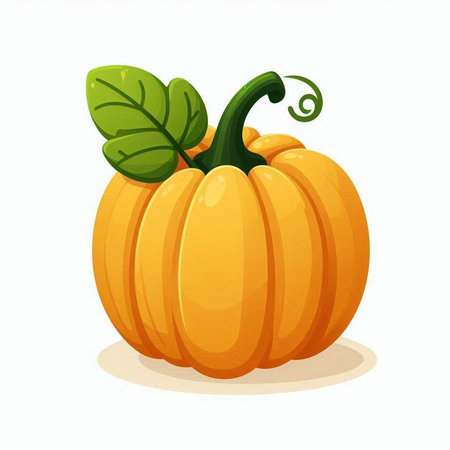 Pumpkin with leaves on a white background. Vector illustration.のイラスト素材