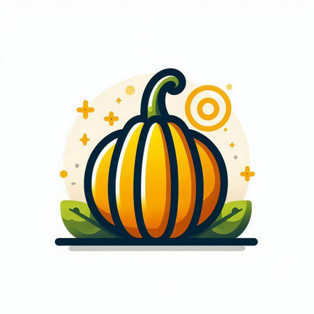 Pumpkin flat icon, vector illustration on white background. Autumn symbol.のイラスト素材
