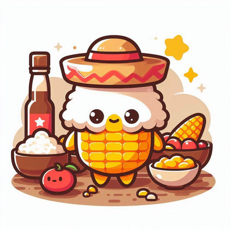 Illustration of a Cute Corn Mascot Mascotのイラスト素材