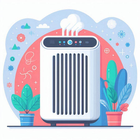Air conditioner on the background of the blue sky. Vector illustration.のイラスト素材