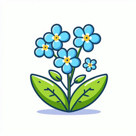 Forget-me-not flowers icon. Flat vector illustration.のイラスト素材
