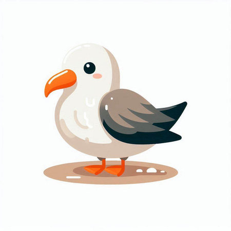 Cute cartoon seagull. Vector illustration isolated on white background.のイラスト素材