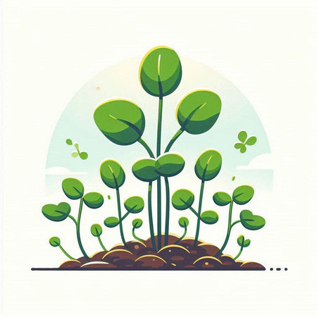 Vector illustration of green sprout growing in soil. Ecology concept.のイラスト素材