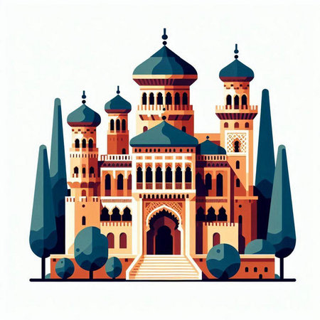 Vector illustration of earphones on colorful background. Modern flat style design.のイラスト素材