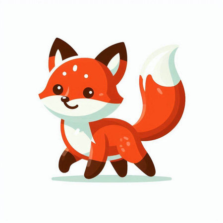 Cute cartoon fox. Vector illustration isolated on a white background.のイラスト素材