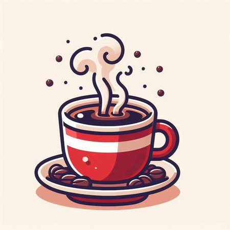 Coffee cup with steam. Vector illustration in cartoon style.のイラスト素材