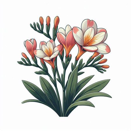 Bouquet of crocuses on a white background. Vector illustration.のイラスト素材