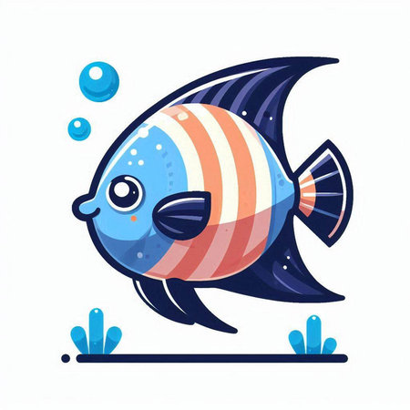 Cute cartoon fish. Vector illustration isolated on a white background.のイラスト素材