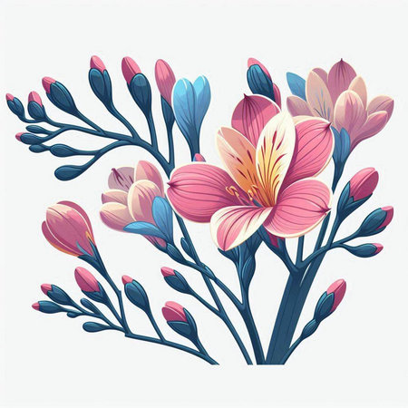 Vector illustration of a bouquet of spring flowers. Beautiful flowers.のイラスト素材