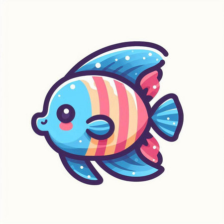 Cute cartoon fish. Vector illustration isolated on a white background.のイラスト素材