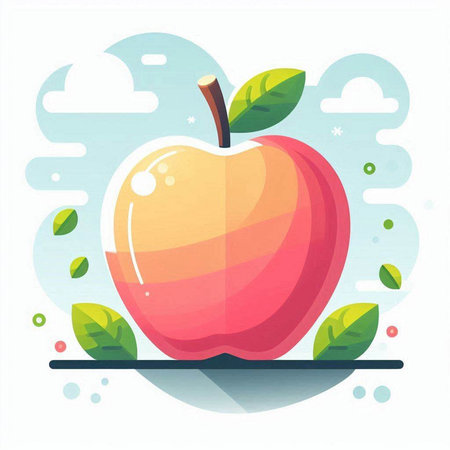 Apple vector illustration in flat style. Vector illustration of an apple.のイラスト素材