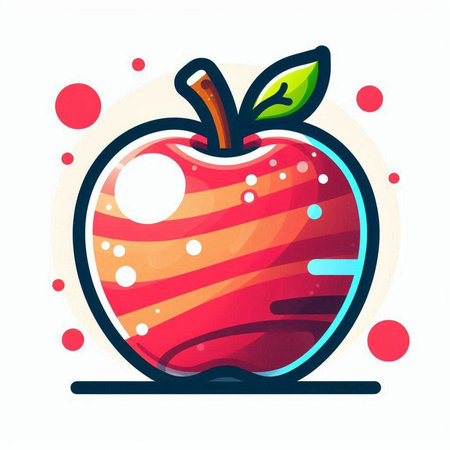 Red apple. Vector illustration. Isolated on a white background.のイラスト素材