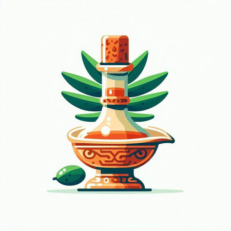 Vector illustration of traditional earthenware bottle with olive oil.のイラスト素材