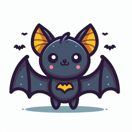 Cute cartoon bat. Vector illustration isolated on a white background.のイラスト素材