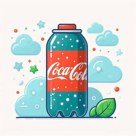 Coca Cola bottle. Vector illustration in flat design style.のイラスト素材