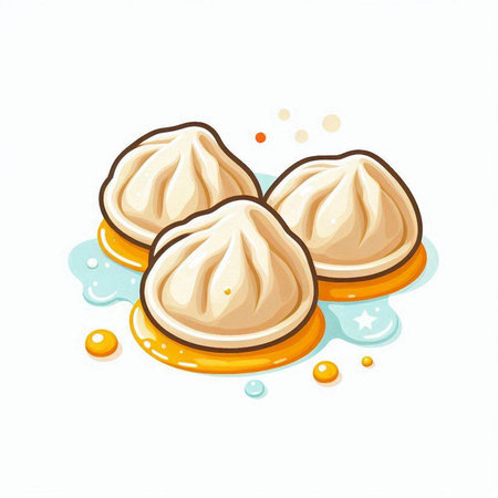 Illustration of dumplings on white background. Vector illustration.のイラスト素材