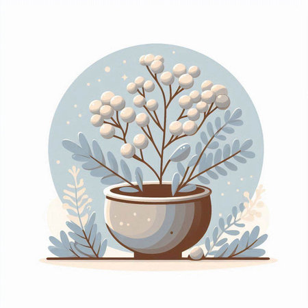 Flowers in a pot on a white background. Vector illustration.のイラスト素材