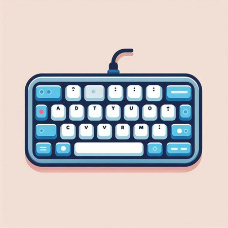 Illustration of a computer keyboard on a pink background. Vector illustrationのイラスト素材