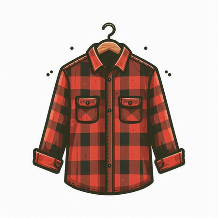 Vector illustration of a checkered shirt on a hanger.のイラスト素材