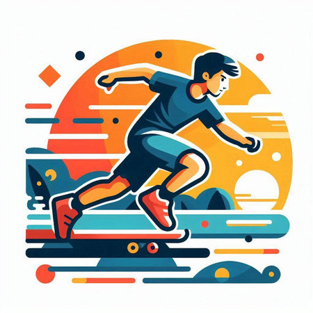 Skateboarder. Extreme sport. Vector illustration in flat styleのイラスト素材