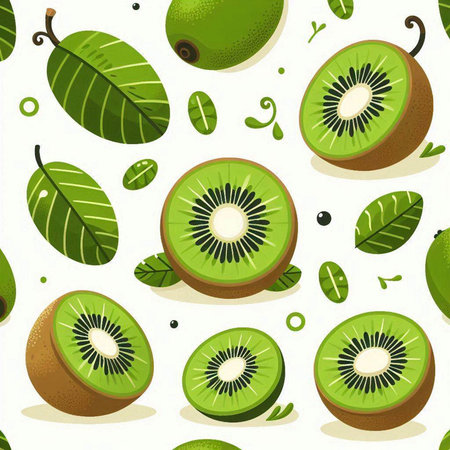 Seamless pattern with kiwi fruit. Vector illustration.のイラスト素材