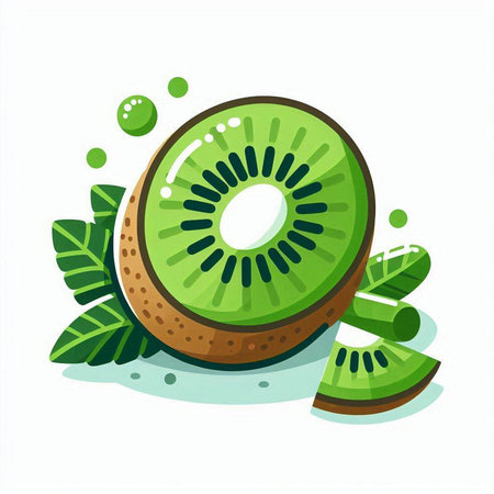 Kiwi fruit isolated on a white background. Vector illustration.のイラスト素材