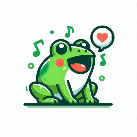 Frog with love icon. Vector illustration of a funny frog.のイラスト素材