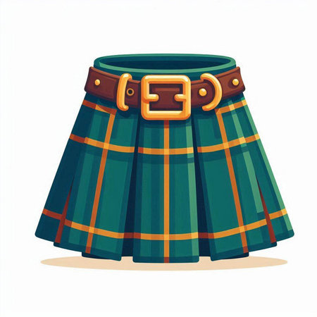 Scottish tartan scottish bag isolated on white background. Vector illustration.のイラスト素材