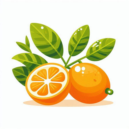 Citrus fruits in a bowl on white background. Vector illustration.のイラスト素材