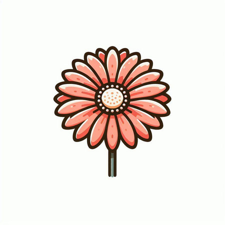 Pink daisy flower isolated on white background. Hand drawn vector illustration.のイラスト素材