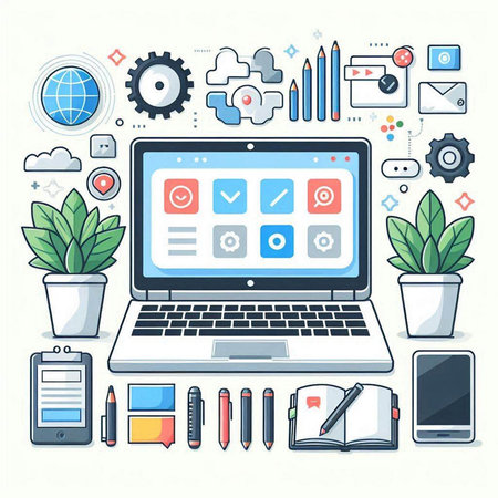 Flat design modern vector illustration concept of digital marketing and social media.のイラスト素材