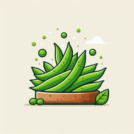 Cute aloe vera plant in cartoon style. Vector illustration.のイラスト素材