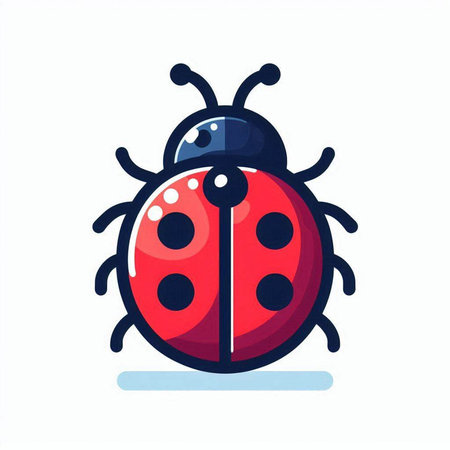 Ladybug icon isolated on white background. Vector illustration in cartoon style.のイラスト素材