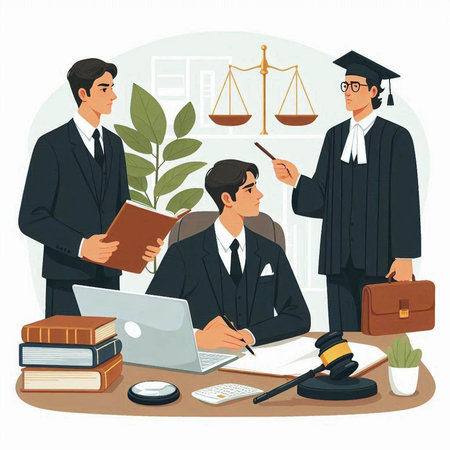 Lawyer working with clients. Lawyer working with clients. Vector illustration.のイラスト素材