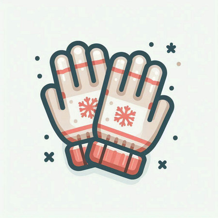 Winter gloves icon. Vector illustration. Hand drawn doodle style.のイラスト素材