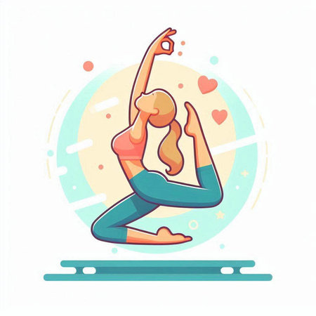 Vector illustration of a girl practicing yoga in the lotus position.のイラスト素材