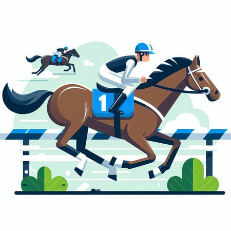 Horse racing, equestrian sport. Flat vector illustration.のイラスト素材