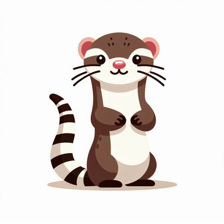 Cute ferret cartoon character. Vector illustration isolated on white background.のイラスト素材