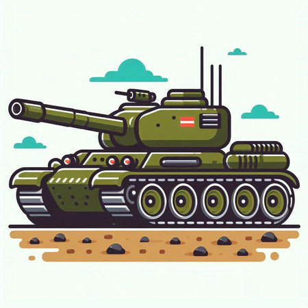 Cartoon tank. Vintage vector illustration for t-shirt design.のイラスト素材
