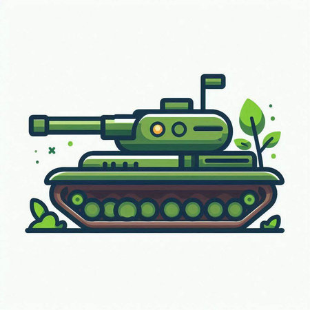 Military tank in flat style. Vector illustration on a white background.のイラスト素材