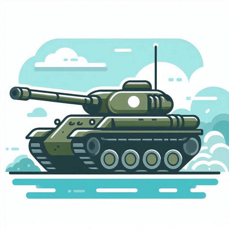 Military tank in flat style. Vector illustration of tank in flat style.のイラスト素材