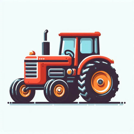 Tractor vector illustration. Isolated on white background. Flat style.のイラスト素材