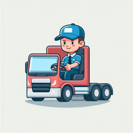 delivery man driving a truck, vector illustration, eps10のイラスト素材