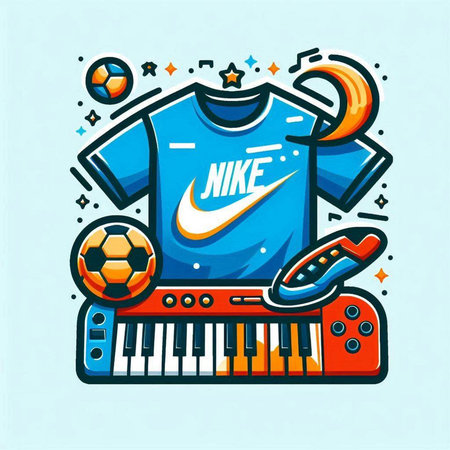 Vector illustration of modern colorful music logo, emblem, badge, label, t-shirt design.のイラスト素材