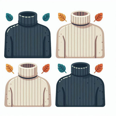 Set of winter clothes. Knitted sweaters. Vector illustration.のイラスト素材